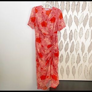 New Misslook Ruched Floral Midi Dress